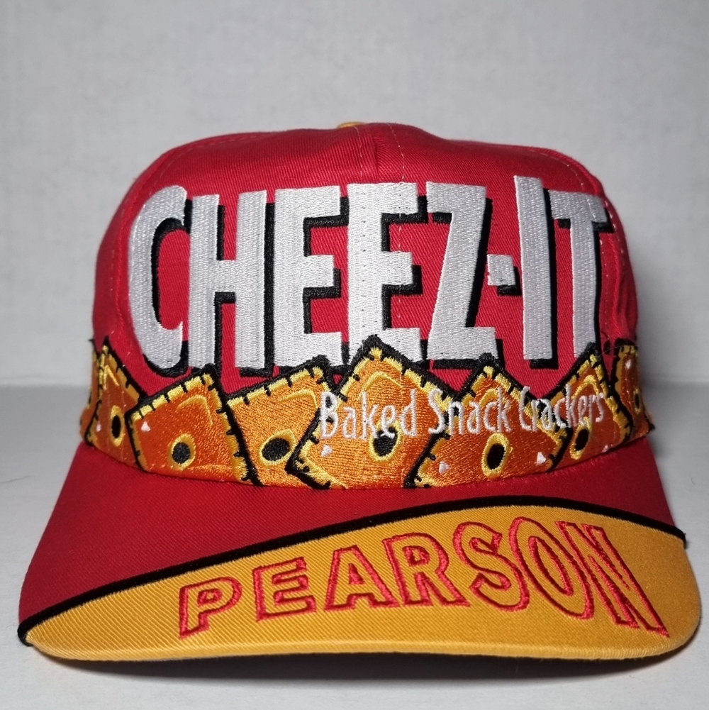 Vintage 90s Red Cheez-it Buckshot Racing Hat Cap Snapback All Embroidered 🔥